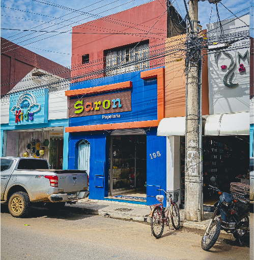 Foto da fachada da Papelaria Saron